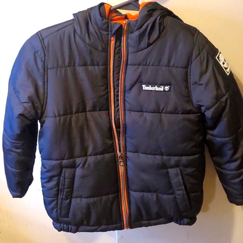 Kids Timberland coat sz 6, black puffy